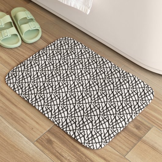 Tapis De Bain Lignes Abstraites noires et blanches