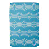 Tapis De Bain Lignes blanches Abstraites rétro sur Motif bleu (devant Vertical)