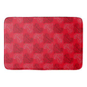Tapis De Bain Lignes cardiaques alternatives en rouge noir et bl