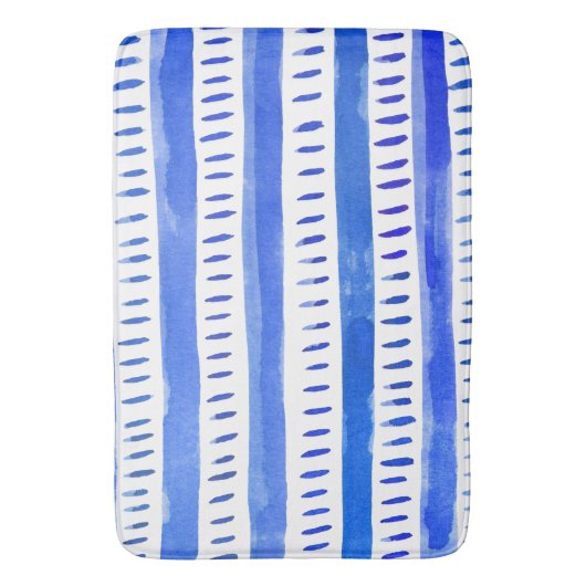 Tapis De Bain Lignes d'aquarelle Abstraites - bleu (devant Vertical)