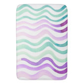 Tapis De Bain Lignes d'aquarelles violettes et vertes (devant Vertical)