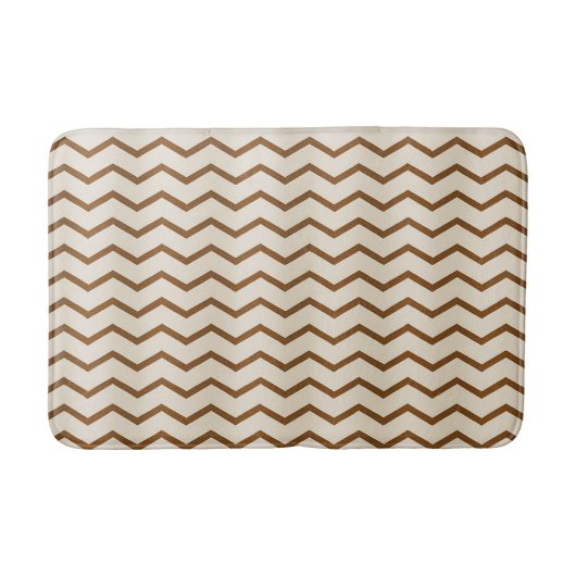 Tapis De Bain Lignes de Zigzag beige et terroir (Devant)