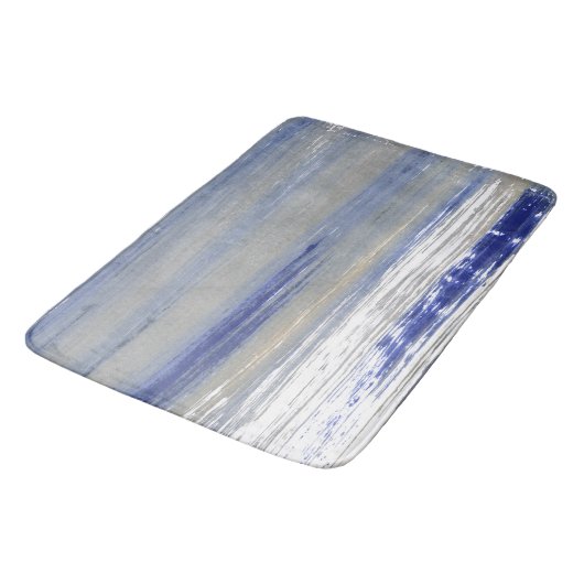 Tapis De Bain Lignes grises, blanches et bleues (Angle)