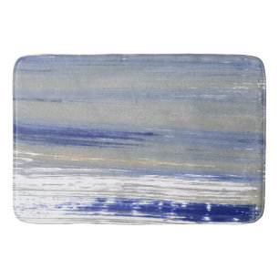 Tapis De Bain Lignes grises, blanches et bleues