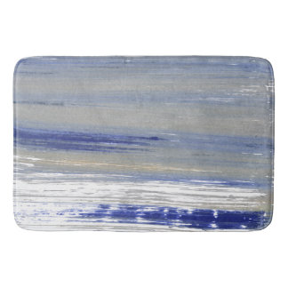 Tapis De Bain Lignes grises, blanches et bleues