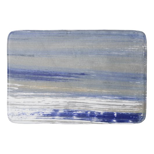 Tapis De Bain Lignes grises, blanches et bleues (Devant)