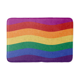 Tapis De Bain Lignes ondulées de couleur arc-en-ciel