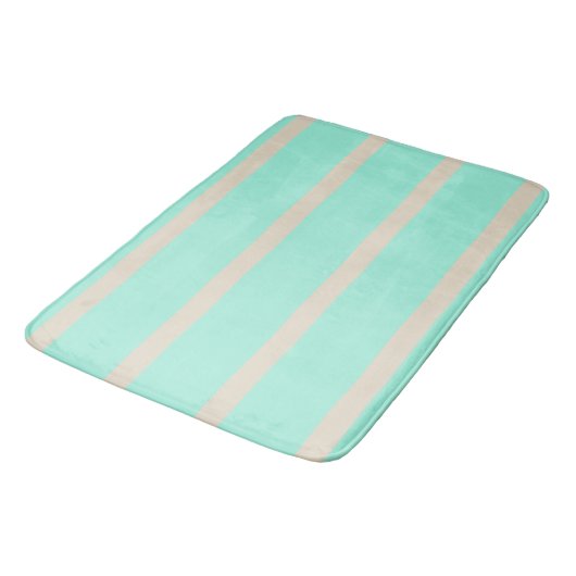 Tapis De Bain Lignes rayées bleu pastel clair et gris (Angle)