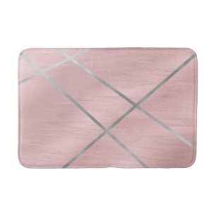 Tapis De Bain Lignes rose et argenté rose en or