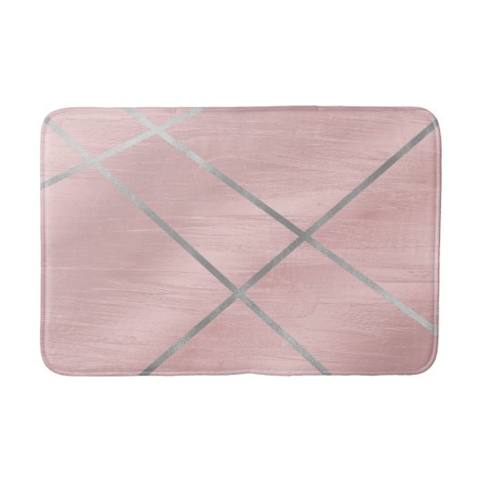 Tapis De Bain Lignes rose et argenté rose en or (Devant)