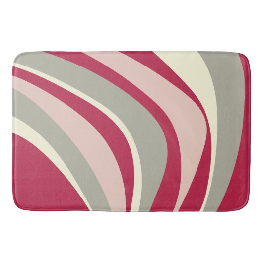 Tapis De Bain Lignes tortueuses rétro Gris rose magenta (Devant)