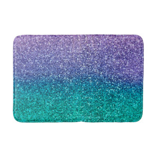 Tapis De Bain Lila Violet & Sarcelle Vert Aqua Pailleté scintill
