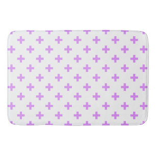 Tapis De Bain Lilac polka croise sur blanc