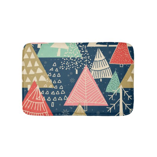 Tapis De Bain L'Illustration Festive Des Arbres De Noël. (Devant)