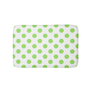 Tapis De Bain Lime et pois blancs