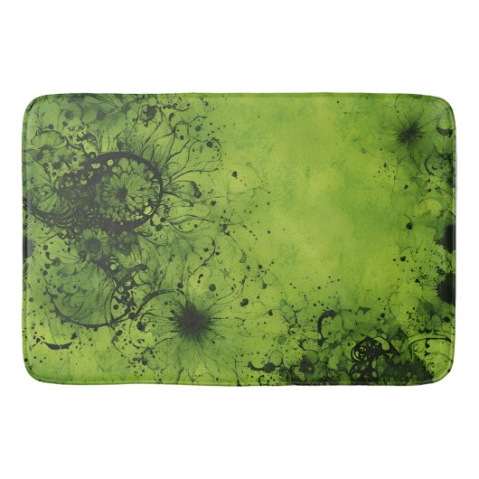 Tapis De Bain Lime Green Grunge with Black Accents (Devant)