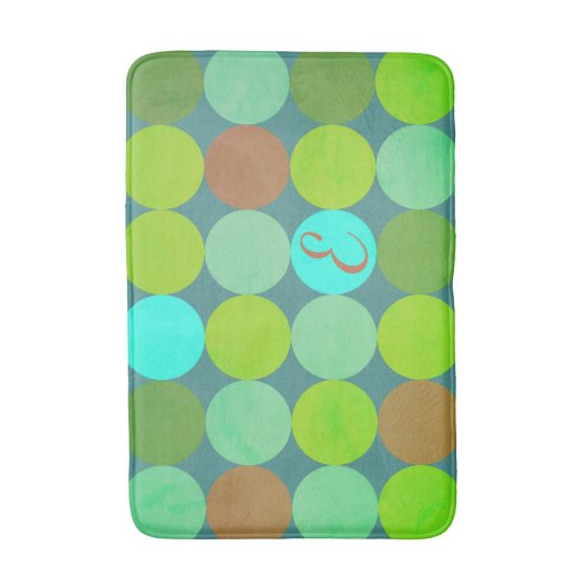 Tapis De Bain Lime Vert Turquoise Turquoise & Rust Cercles Monog (Devant (Vertical))