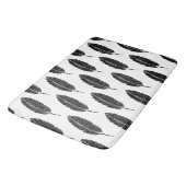 Tapis De Bain Linocut en plumes rustiques noir et blanc (Angle)