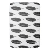 Tapis De Bain Linocut en plumes rustiques noir et blanc (devant Vertical)