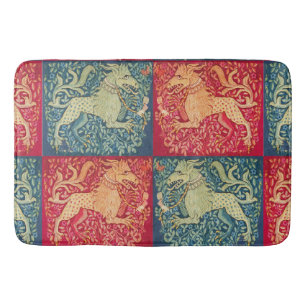 Tapis De Bain Lion BESTIAIRE MÉDIÉVAL Comme la bête en bleu roug