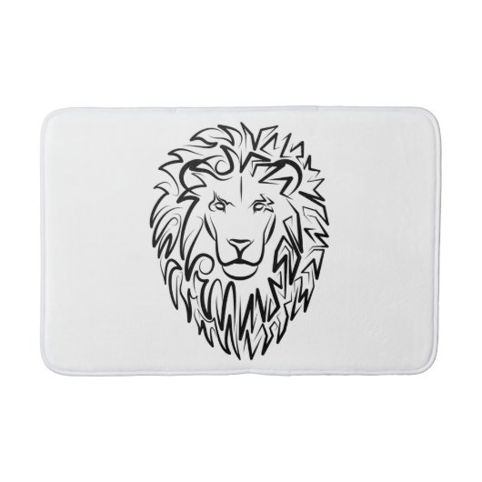 Tapis De Bain Lion tribal noir et blanc (Devant)