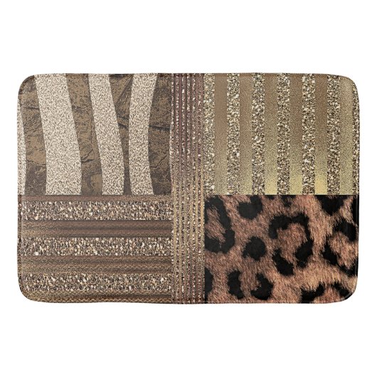 Tapis De Bain Lioness Safari Chic Jungle Gold Modern Sparkle (Devant)