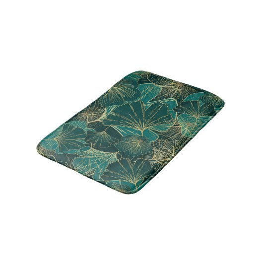 Tapis De Bain Liquide Vert Et Or (Angle)
