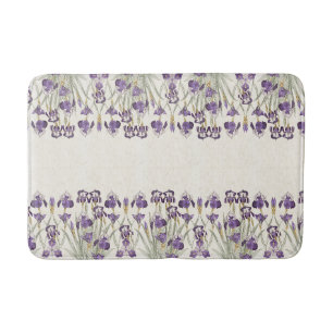 Tapis De Bain L'iris pourpre de Nouveau d'art français fleurit