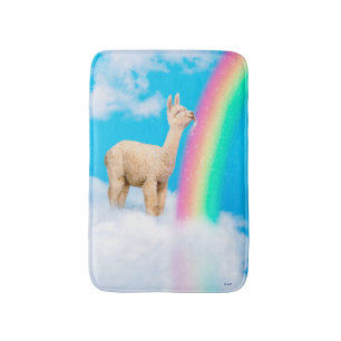 Tapis De Bain Llama Licking Rainbow
