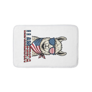Tapis De Bain Llamerica Lama Patriotique Design Vector Vintage_1