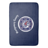 Tapis De Bain Logo d'insigne de pompier bleu personnalisé (devant Vertical)