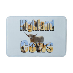 Tapis De Bain Logo photo Highland Cows, Mousse mémoire