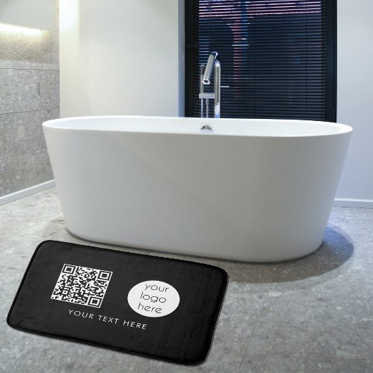 Tapis De Bain Logo professionnel QR Code et texte noir