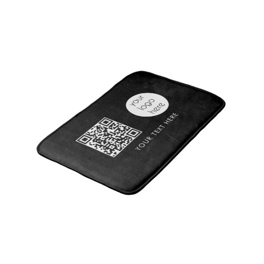 Tapis De Bain Logo professionnel QR Code et texte noir (Angle)