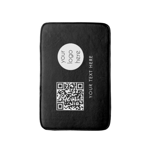 Tapis De Bain Logo professionnel QR Code et texte noir (Devant (Vertical))