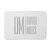 Tapis De Bain Logo Stylish Minimal & Modern Grey Initiales & Nom (Devant)