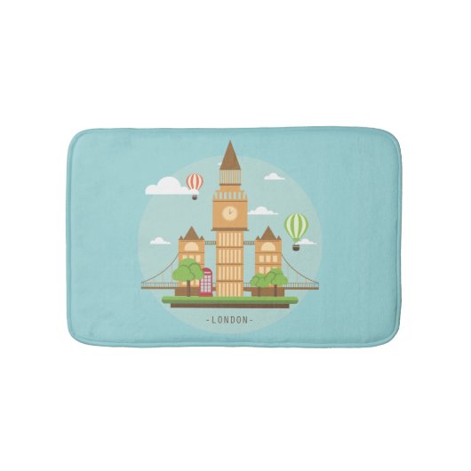 Tapis De Bain Londres Angleterre Landmarks Bath Mat Aqua (Devant)