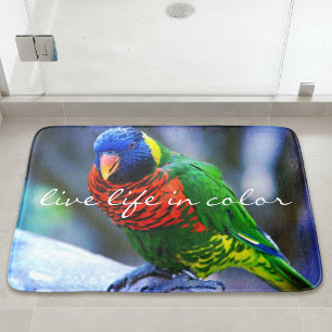 Tapis De Bain Lorikeet Bird Vivre La Vie En Couleur Rouge Vert
