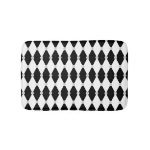 Tapis De Bain Losange de forme de diamant noir et blanc Harlequi