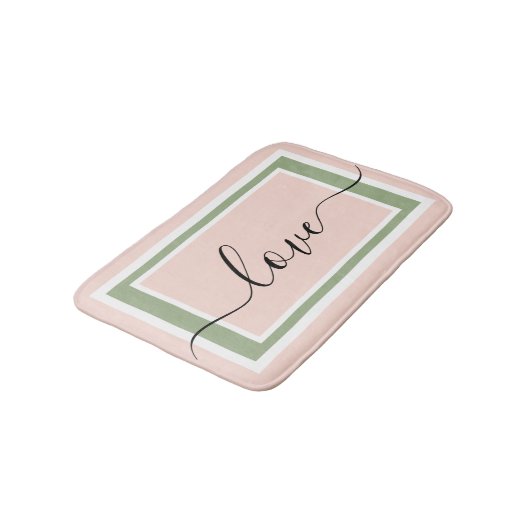 Tapis De Bain Lot Script Géométrique Blush Rose Vert (Angle)