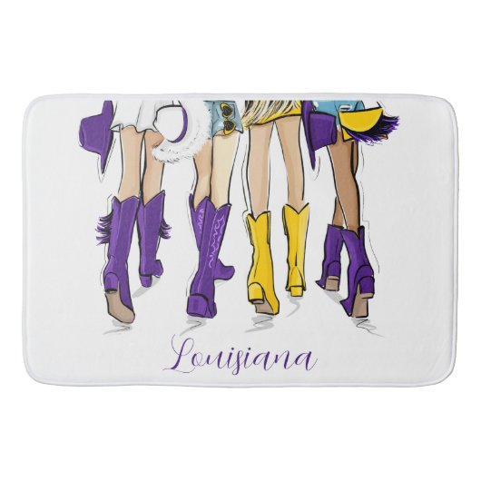 Tapis De Bain Louisiana Dames Mode Cowboy Boot violet jaune (Devant)
