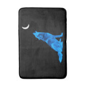Tapis De Bain Loup bleu hurlant à la lune (Devant (Vertical))