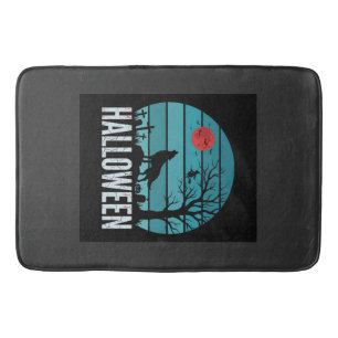 Tapis De Bain Loup d'Halloween Cimetière Lune Vecteur