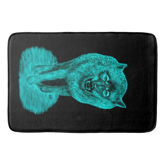 Tapis De Bain Loup noir en colère dans la nuit (Devant)