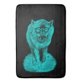 Tapis De Bain Loup noir en colère dans la nuit (devant Vertical)