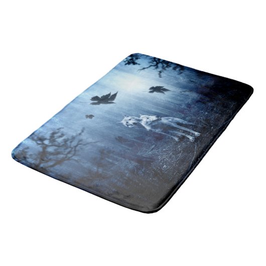 Tapis De Bain Loups dans la forêt à l'aube (Angle)