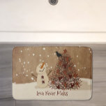 Tapis De Bain Love Never Melts Snowman Bath Mat<br><div class="desc">This Love Never Melts Bath Mat features my mouse drawn primitive art. Perfect for your Primitive Bath or Country Bath this Holiday Season. Look for matching products throughout my store.</div>