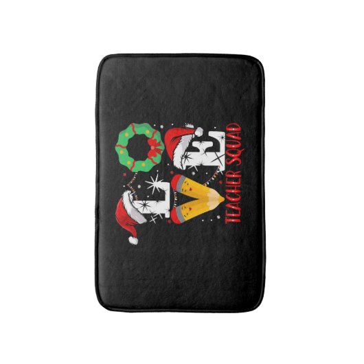 Tapis De Bain Love Teacher Squad, Funny Teachers Noël (Devant (Vertical))