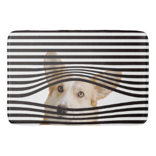 Tapis De Bain Lrayures noir et blanc moderne drôle chien moderne