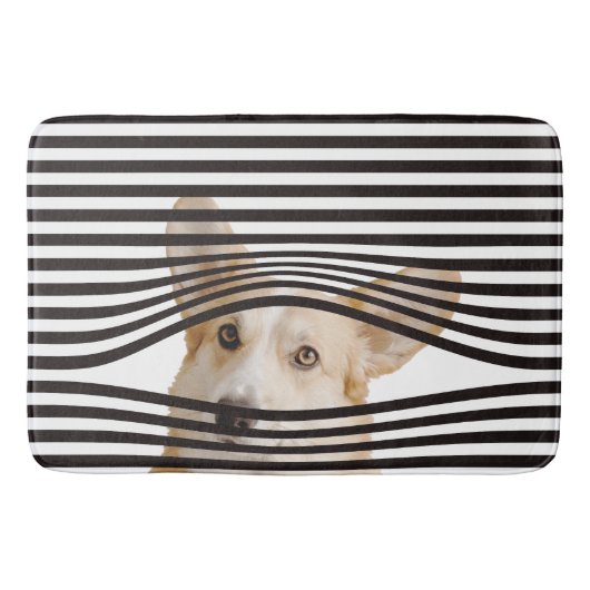 Tapis De Bain Lrayures noir et blanc moderne drôle chien moderne (Devant)